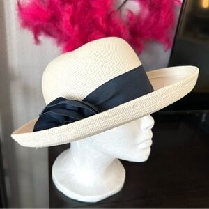 Betmar Vintage Woven White- Blue Sun Hat
